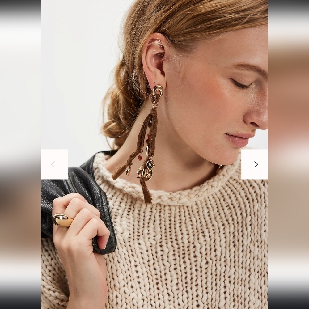 NWT! Free People, Pretty Baby Earrings, Brown/Gold, MSRP $38
